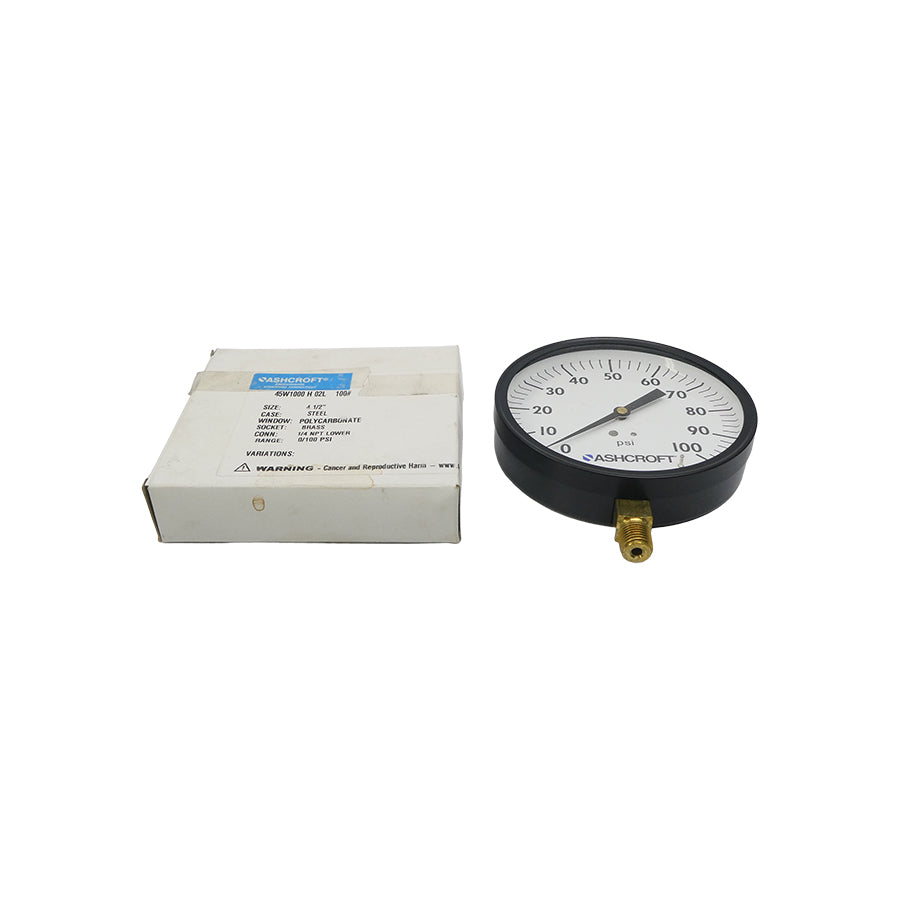ASHCROFT 45W1000H02L100# 100PSI 4-1/2" NSMP