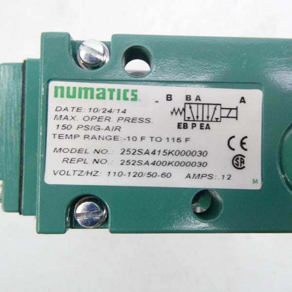 NUMATICS 252SA415K000030 110-120V .12A 150PSI NSNP