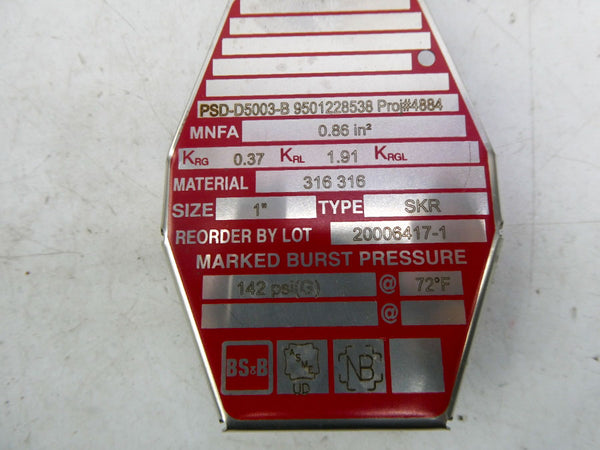 BS&B SAFETY SYSTEMS SKR 142PSI 1" NSMP