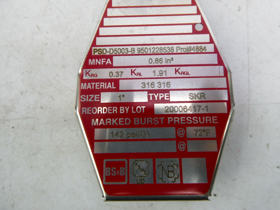 BS&B SAFETY SYSTEMS SKR 142PSI 1" NSMP