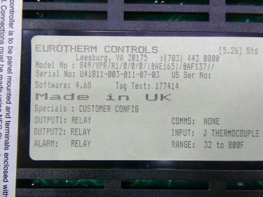EUROTHERM 849/VPR/R1/0/0/0/(@AE165)/@AF137// NSNP