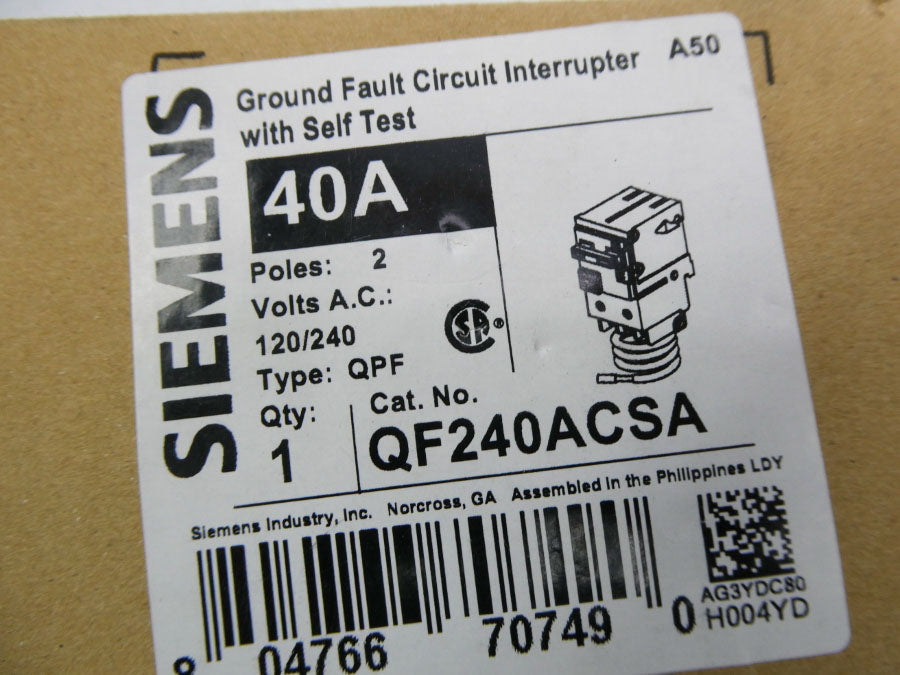 SIEMENS QF240ACSA 120/240V 40A NSMP