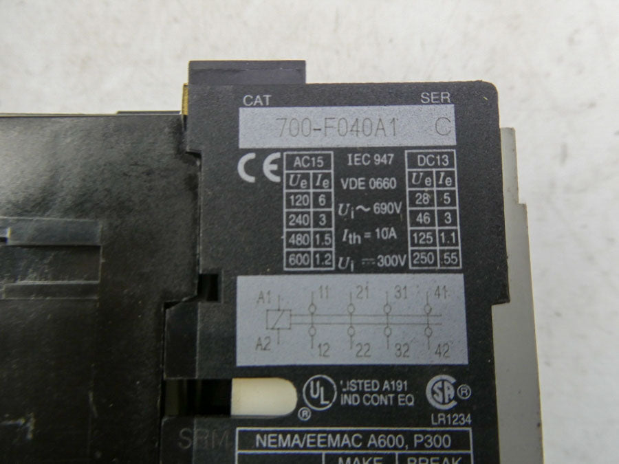 ALLEN BRADLEY 700-F040A1 SER. C 110/120V (GY/BL) NSMP