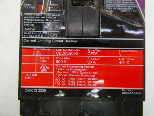 SIEMENS CED63B090 600V 90A NSNP