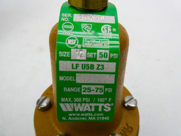 WATTS 1/2-LFU5B-Z3 0009100 25-75PSI NSMP
