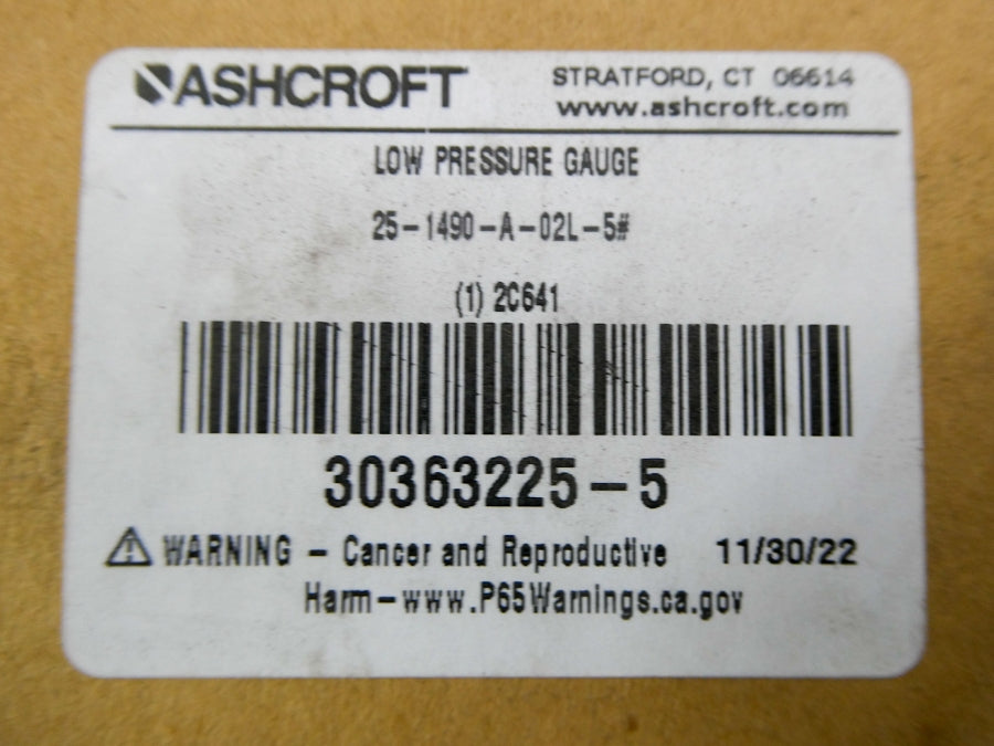 ASHCROFT 25-1490-A-02L-5# 2C641 5PSI NSMP