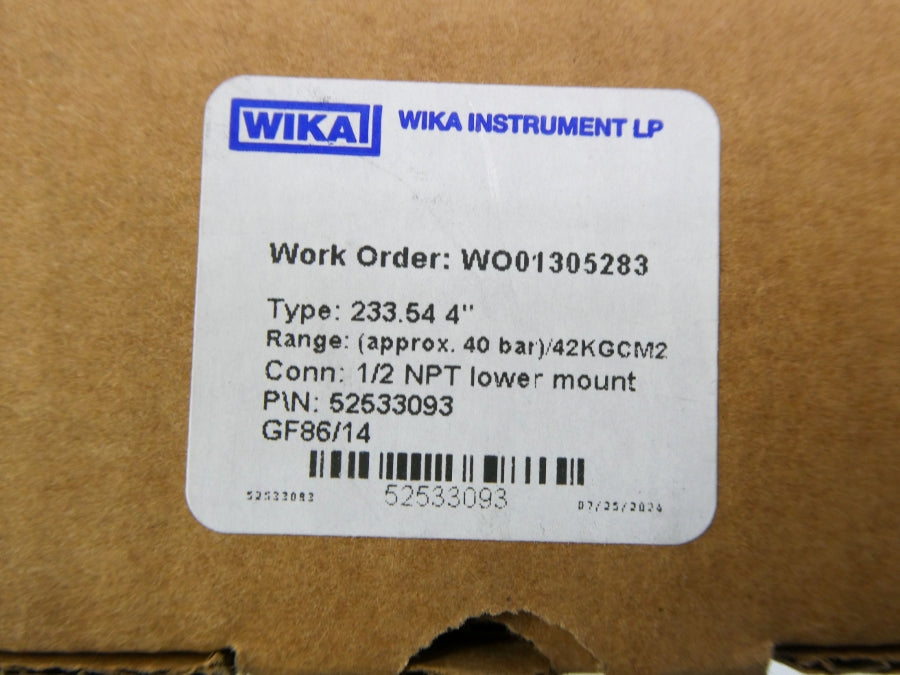 WIKA 52533093 42KG/CM2 4" NSMP