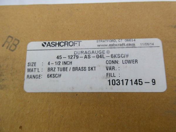 ASHCROFT 45-1279-AS-04L-6KSC/# 4-1/2" NSMP