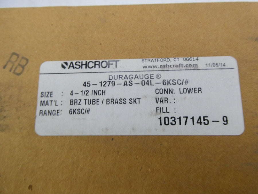 ASHCROFT 45-1279-AS-04L-6KSC/# 4-1/2" NSMP