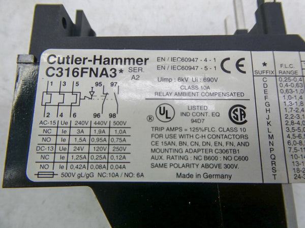 CUTLER HAMMER C316FNA3K SER. A2 690V 2.8-4A NSMP