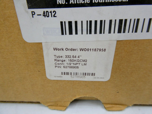WIKA 52786905 150KG/CM2 4" NSMP