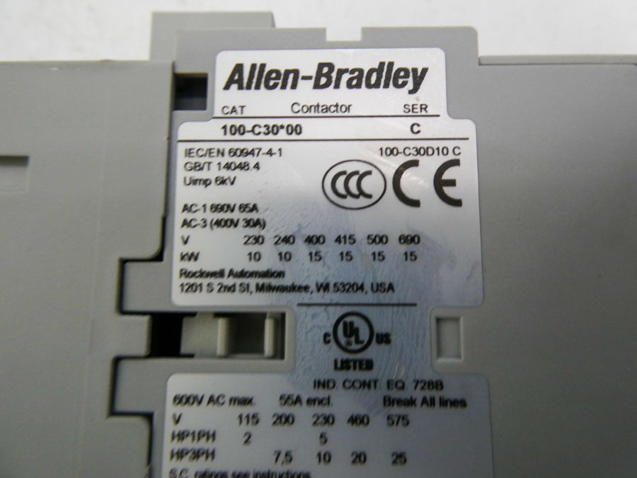 ALLEN BRADLEY 100-C30D00 SER. C 110/120V (AS PICTURED) NSNP