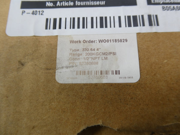 WIKA 52760688 200KGCM2/PSI 4" NSMP