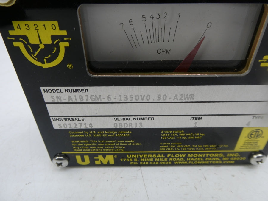 UNIVERSAL FLOW MONITORS SN-AIB7GM-6-1350V0.90-A2WR NSNP