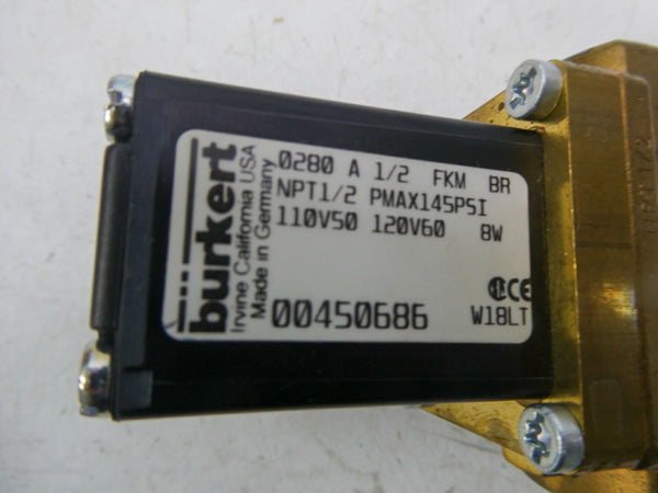 BURKERT 0280A1/2FKMBR 00450686 110/120V 145PSI NSNP