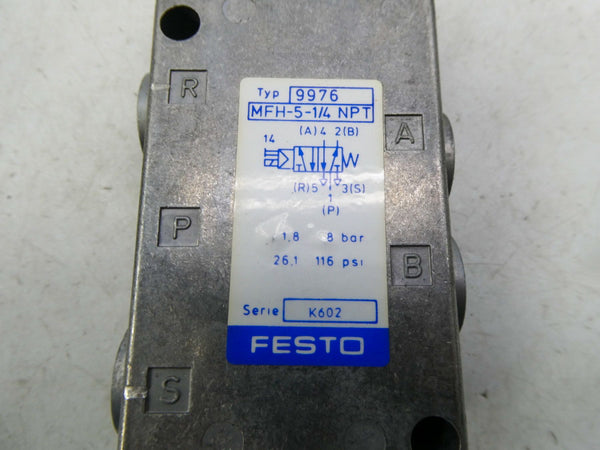 FESTO MFH-5-1/4NPT 9976 116PSI NSNP
