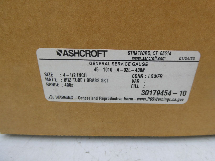 ASHCROFT 45-1010-A-02L-400# 400PSI 4-1/2" NSMP