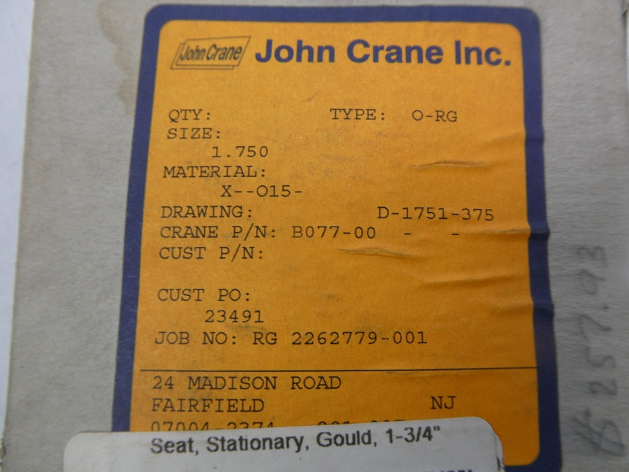 JOHN CRANE D-1751-375 B077-00 1-3/4" NSMP