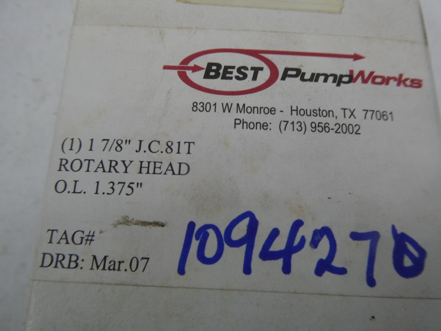 BEST PUMP WORKS 81T 1-7/8" NSMP