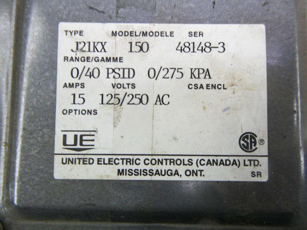 UNITED ELECTRIC J21KX150 125/250VAC 15A 40PSI UNMP