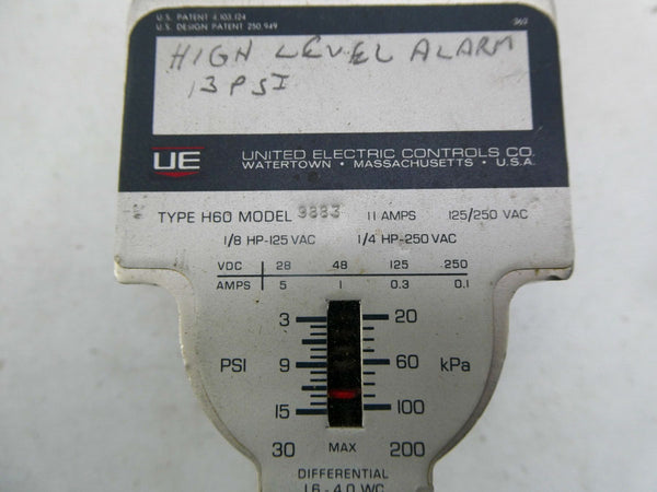 UNITED ELECTRIC H609883 125/250VAC 11A 3-30PSI UNMP