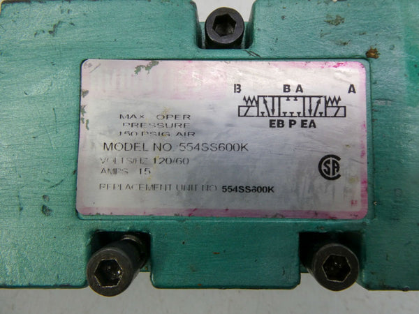 NUMATICS 554SS600K 120V 15A 150PSI UNMP