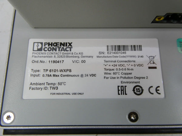 PHOENIX CONTACT TP6101-WXPS 24VDC 0.79A NSNP