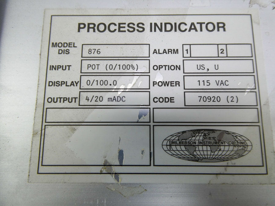 WILKERSON INSTRUMENT 876 115VAC NSNP