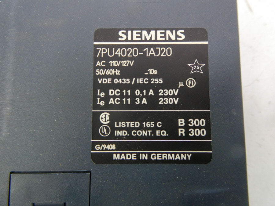 SIEMENS 7PU4020-1AJ20 110/127VAC 0.5-10S NSMP
