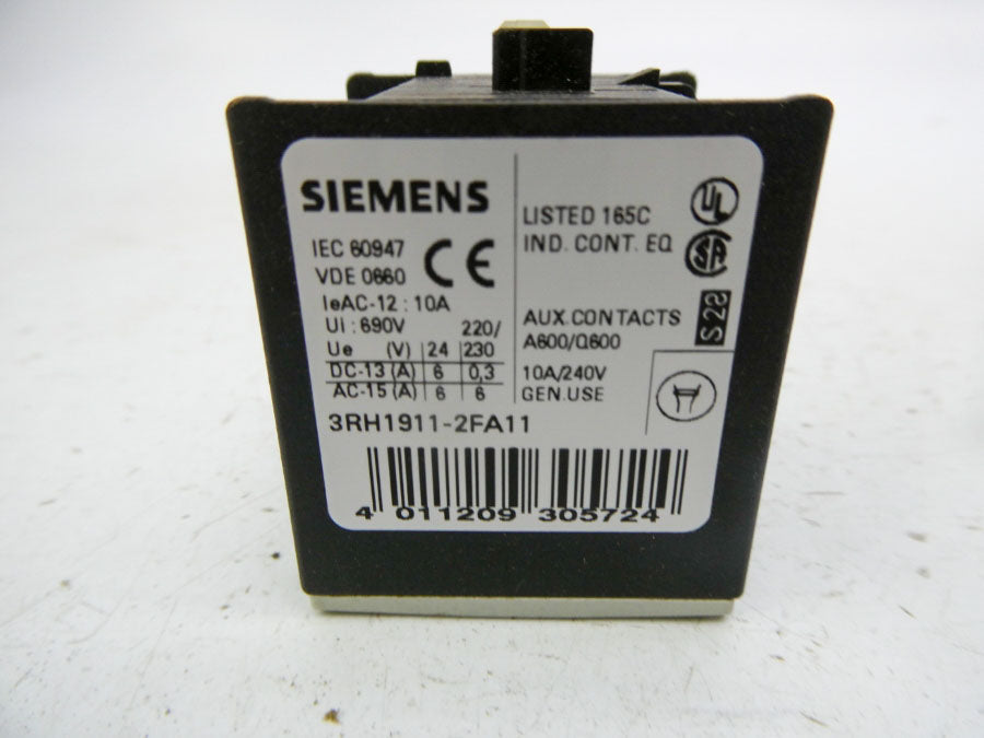 SIEMENS 3RH1911-2FA11 240V 10A NSMP