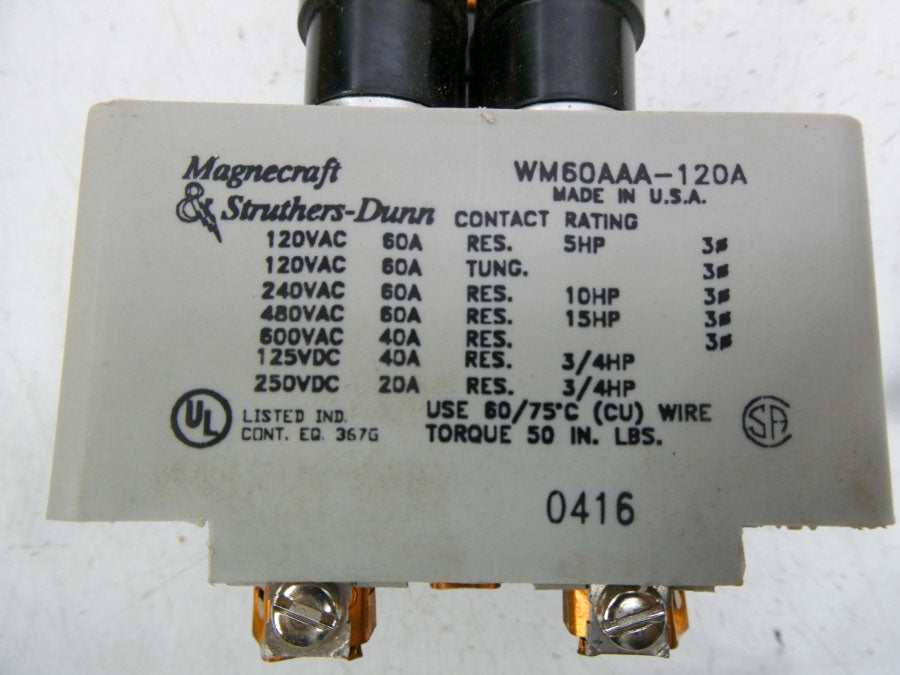 MAGNECRAFT & STRUTHERS-DUNN WM60AAA-120A 120VAC 60A NSMP