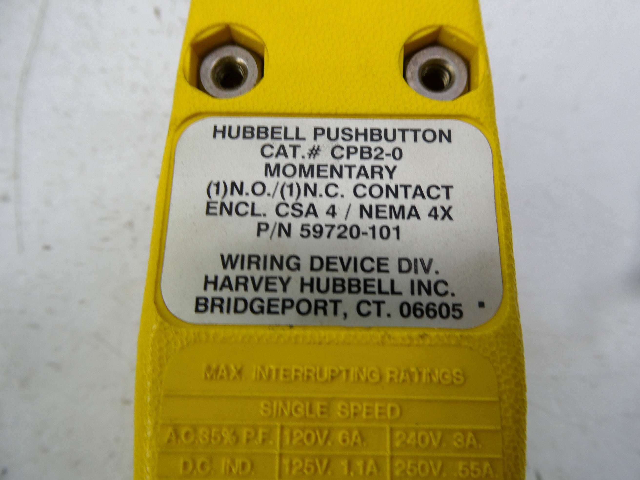 HUBBELL CPB20 120/240V 3/6A NSMP