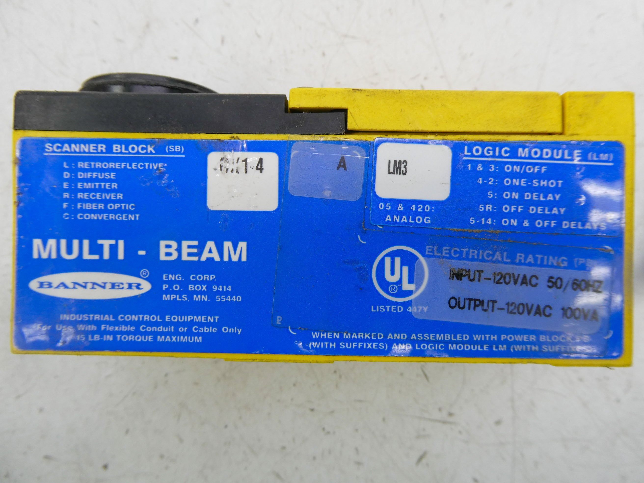 BANNER ENGINEERING SBCX14ALM3 120VAC NSNP