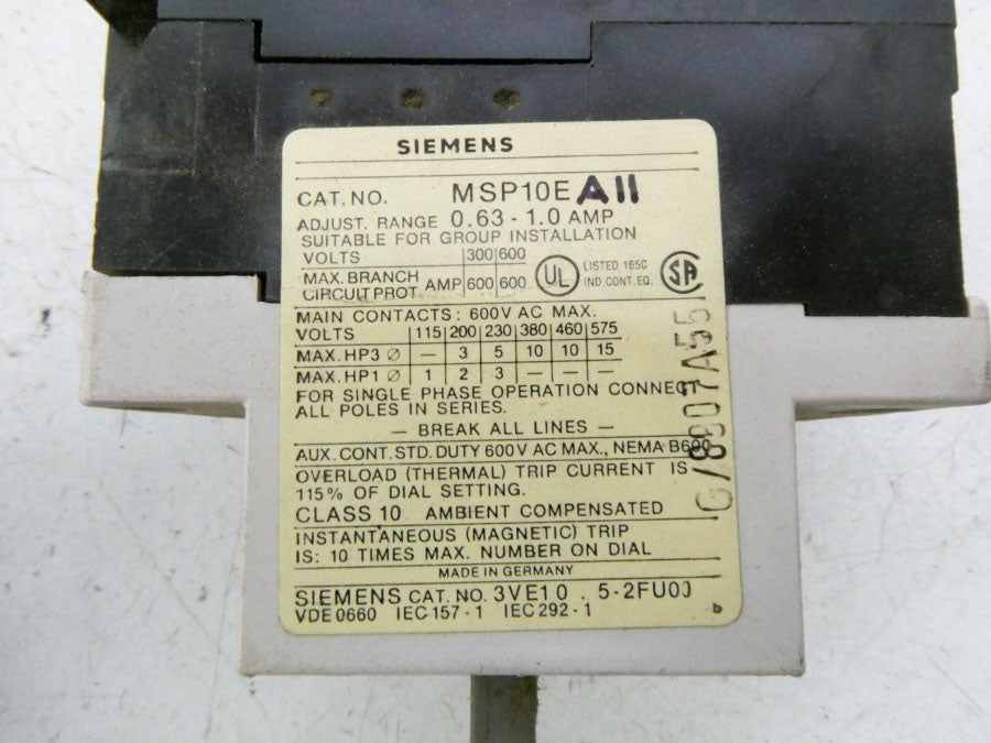 SIEMENS MSP10EA11 0.63-1.0A NSMP