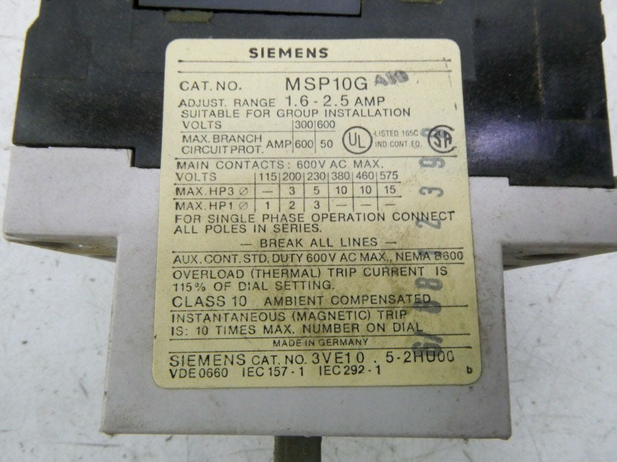 SIEMENS MSP10GA11 1.6-2.5A NSMP