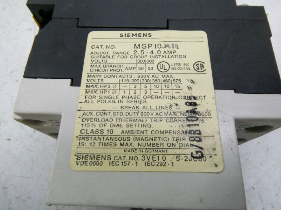 SIEMENS MSP10JA11 2.5-4A NSMP