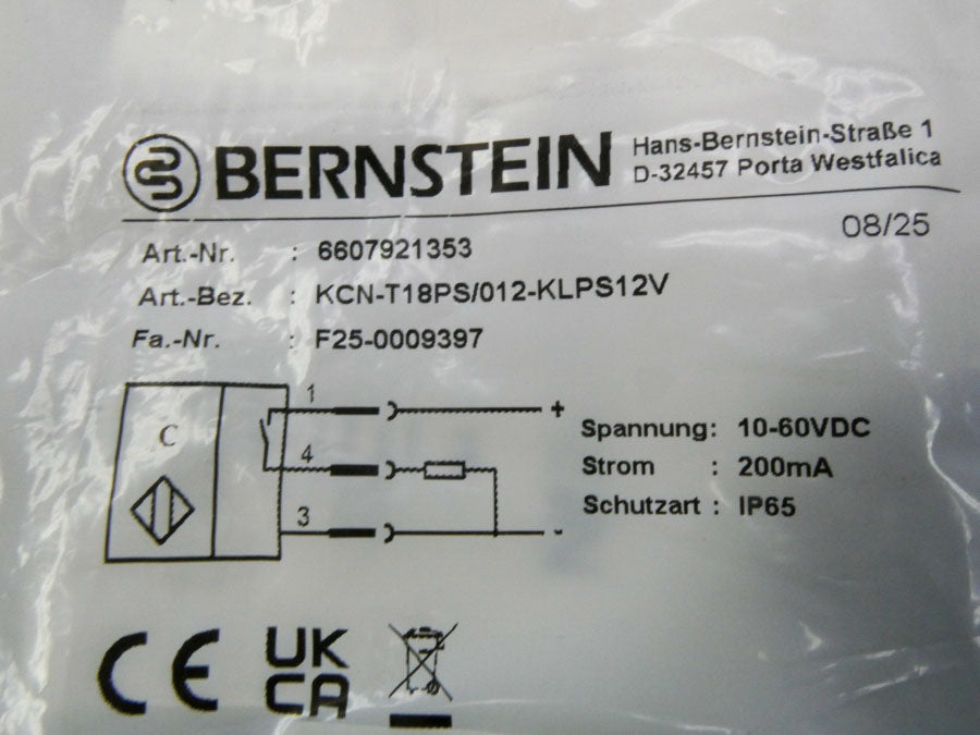 BERNSTEIN 6607921353 KCN-T18PS/012-KLPS12V 10-60VDC NSMP