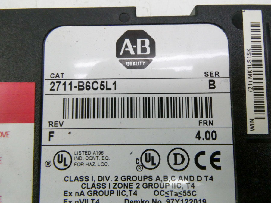INDUSTRIAL SPARE PART 2711-B6C5L1 SER. B F/W 4.00 24VDC 1.4A UNMP