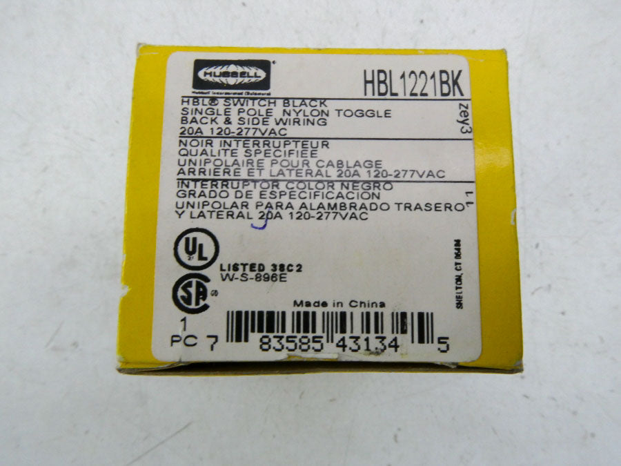 HUBBELL HBL1221BK 120-277VAC 20A NSMP