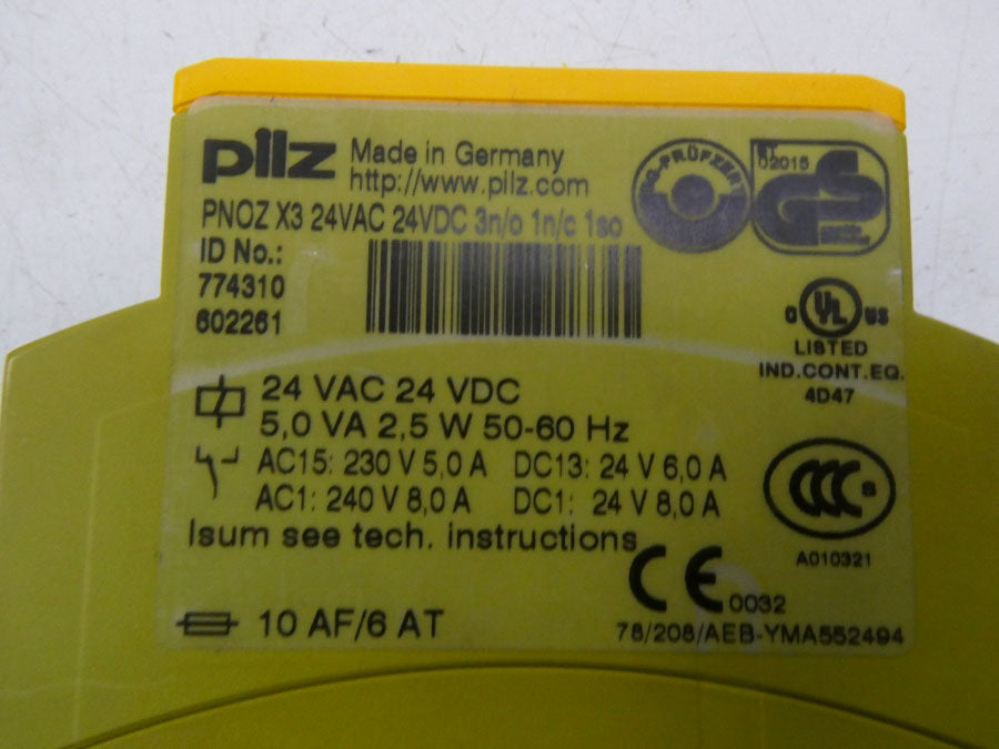 PILZ PNOZX324VAC24VDC3N/O1N/C1SO 774310 24VAC UNMP