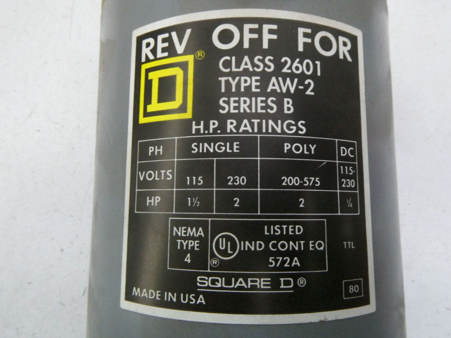SQUARE D 2601AW-2 SER. B 200-575V NSNP