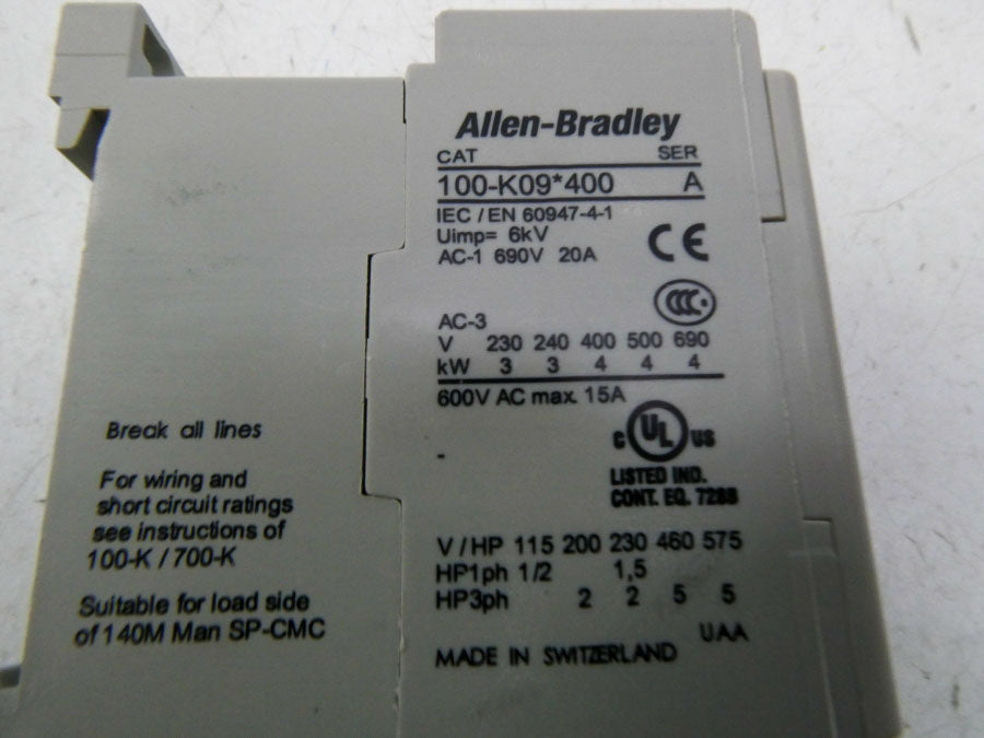 INDUSTRIAL SPARE PART 100-K09D400 SER. A 110/120V (WH) NSMP
