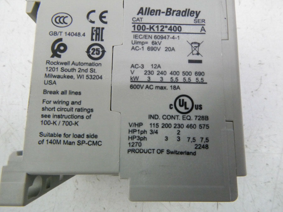 INDUSTRIAL SPARE PART 100-K12D400 SER. A 110/120V (WH) NSMP