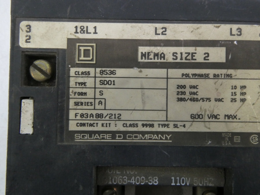 SQUARE D 8536SDO1V02 SER. A 110/120V (AS PICTURED) UNMP