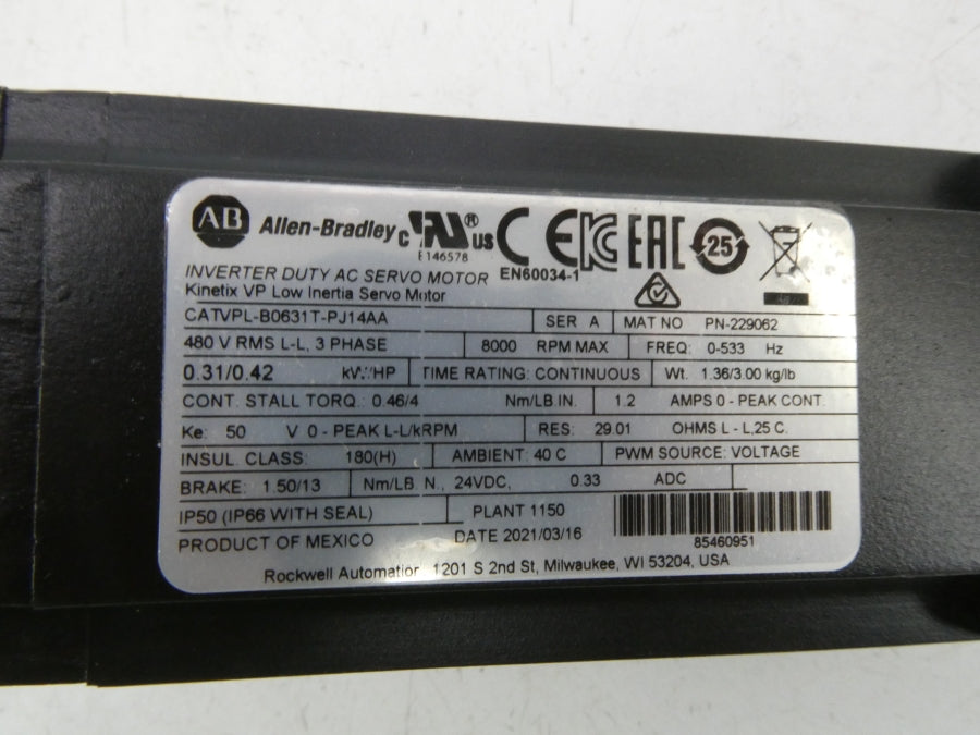 INDUSTRIAL SPARE PART VPL-B0631T-PJ14AA SER. A 480V 1.2A NSMP