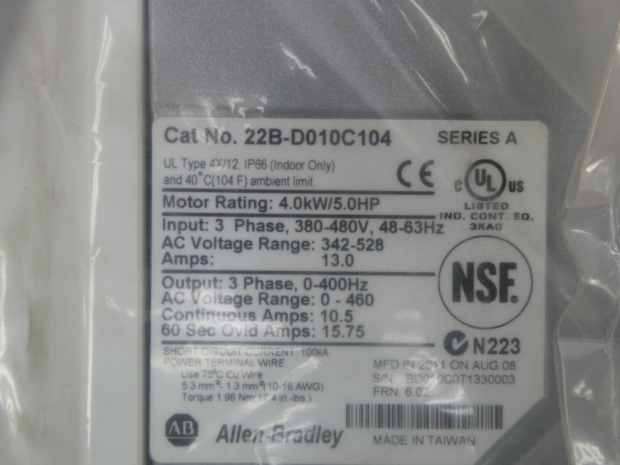 INDUSTRIAL SPARE PART 22B-D010C104 SER. A F/W 6.02 342-528VAC 13.0A NSMP