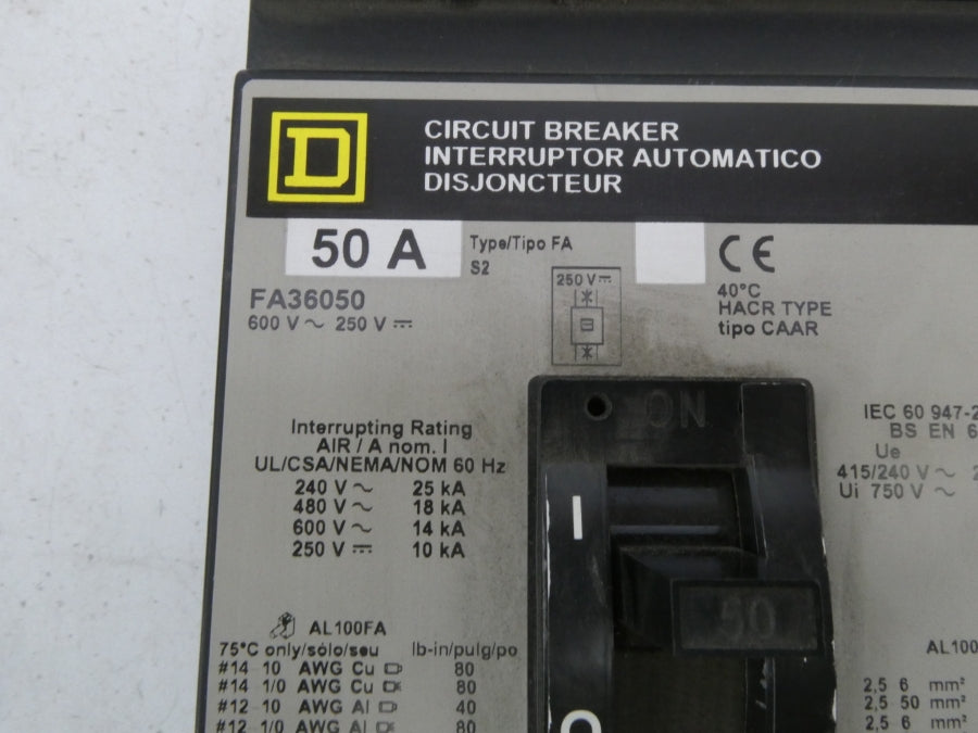 SQUARE D FA36050 600V 50A NSMP