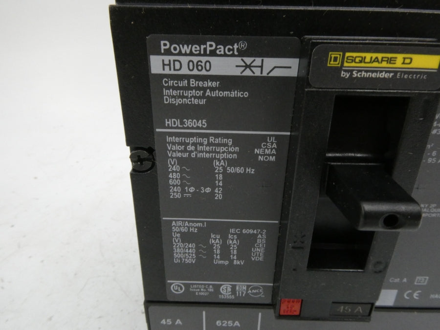 SQUARE D HDL36045 600V 45A NSMP