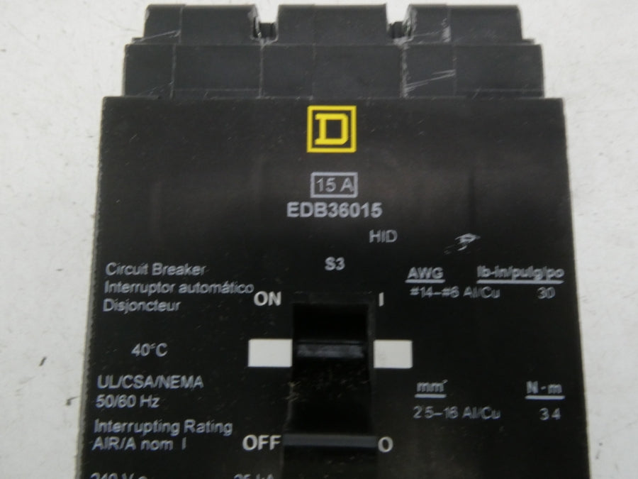 SQUARE D EDB36015 347V 15A NSMP
