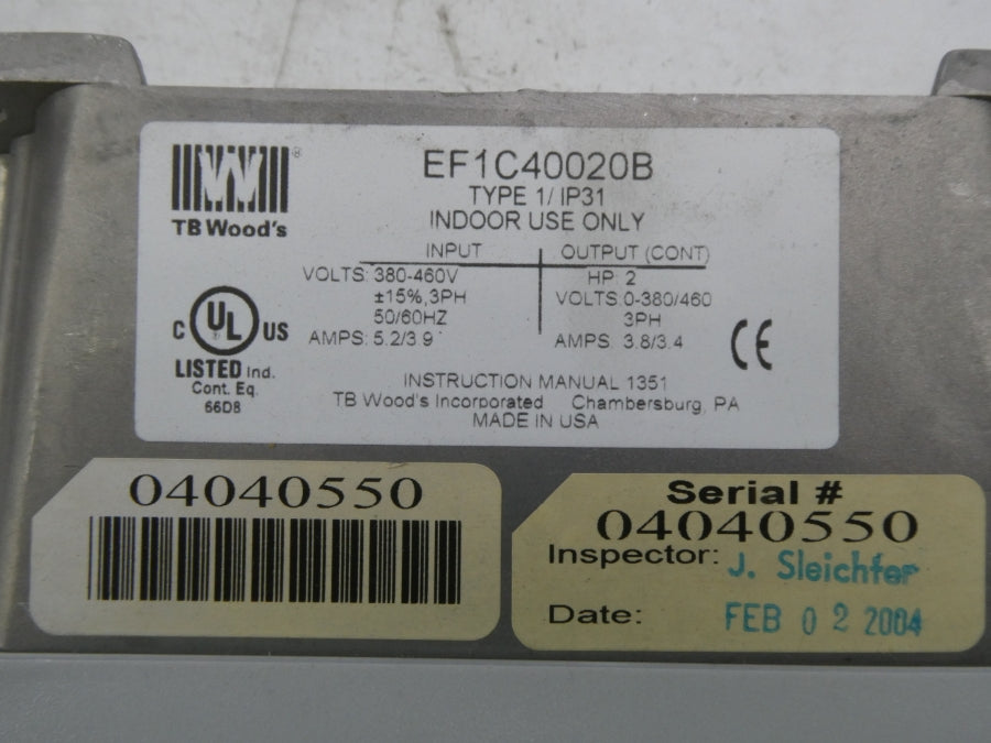 TB WOODS EF1C40020B 380-460V 5.2/3.9A NSMP